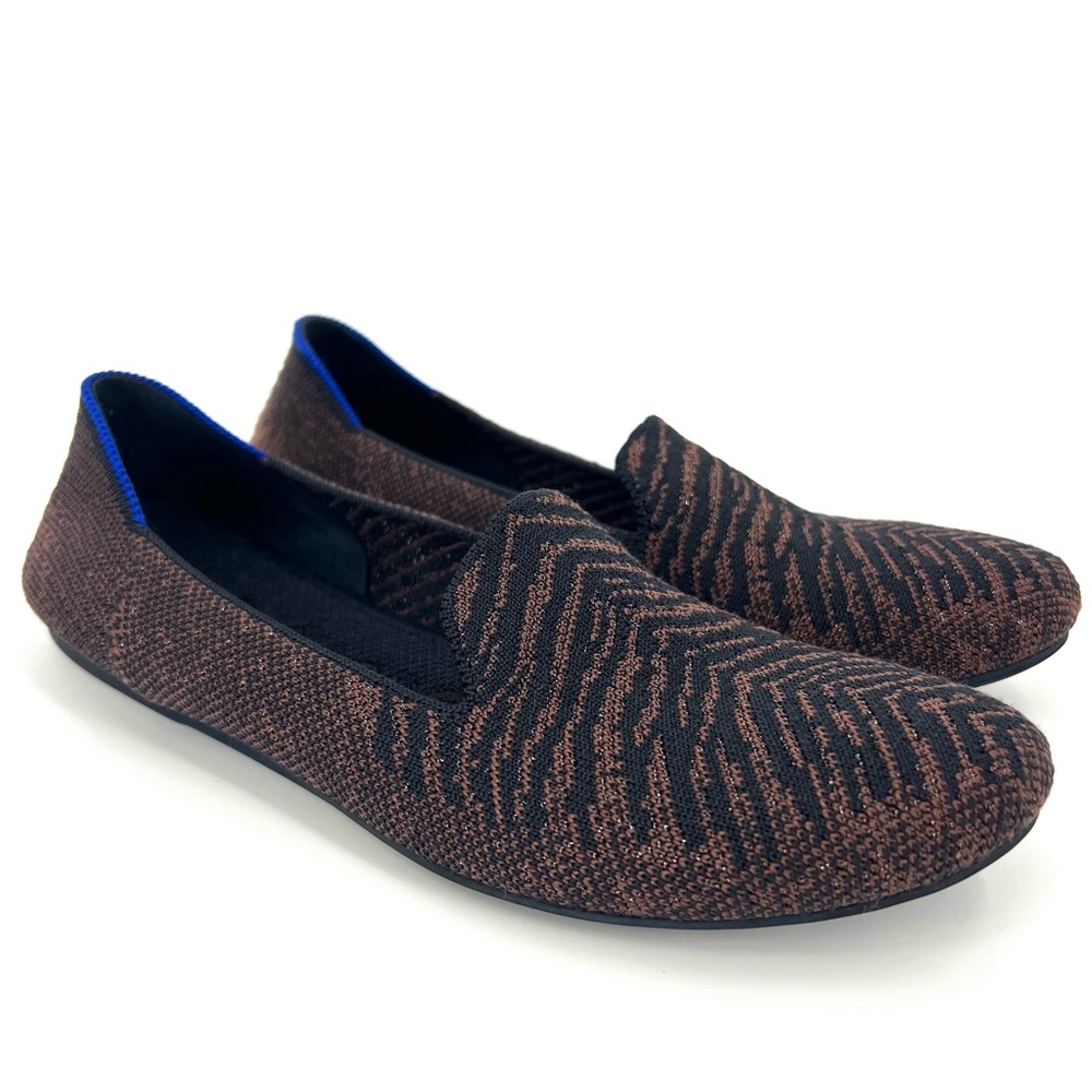 Rothy's Zebra Stripe Twilight Metallic Loafer Sz 7 Brown Black Retired